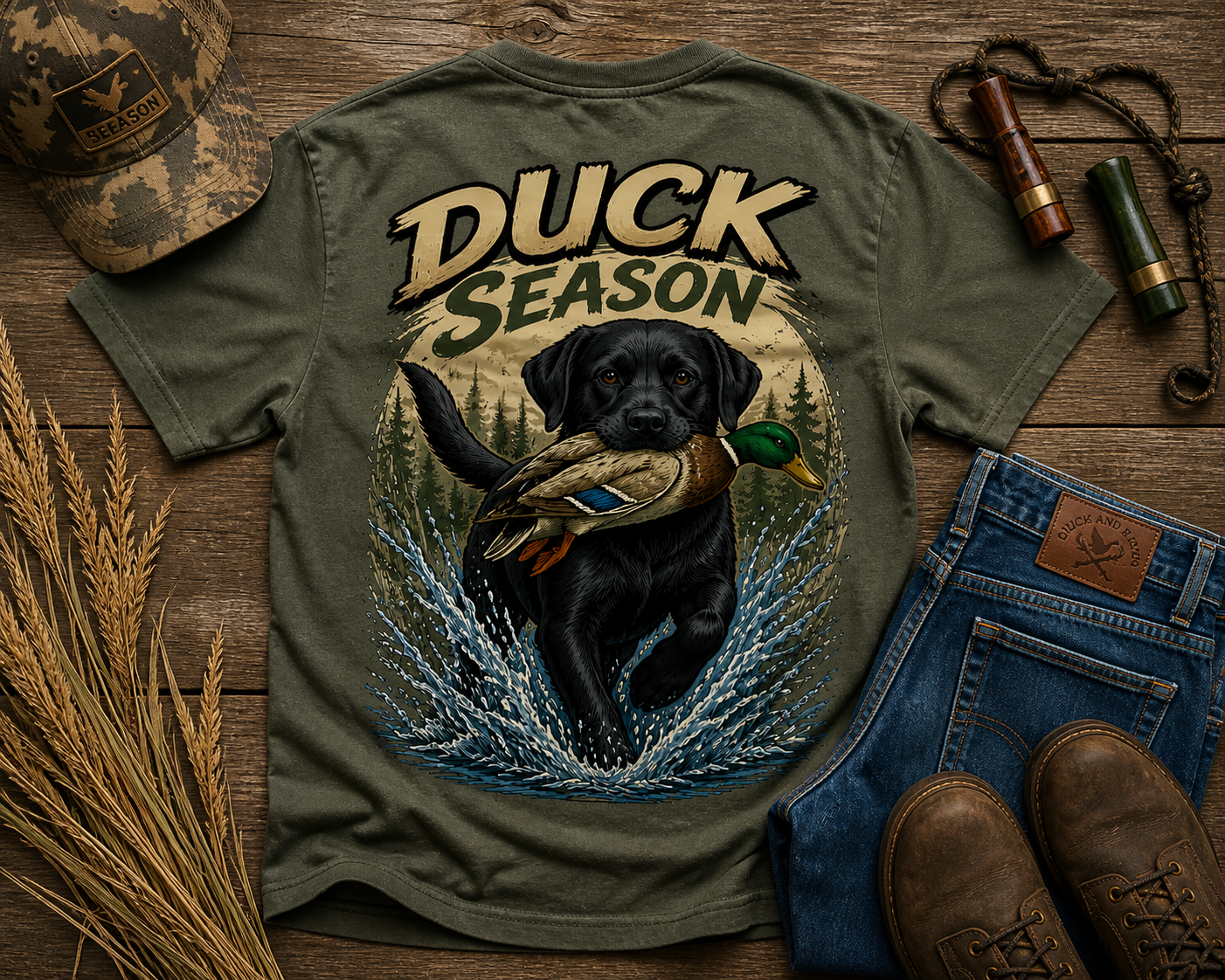 Duck Season Youth T-Shirt | Black Lab Retriever Hunting Tee
