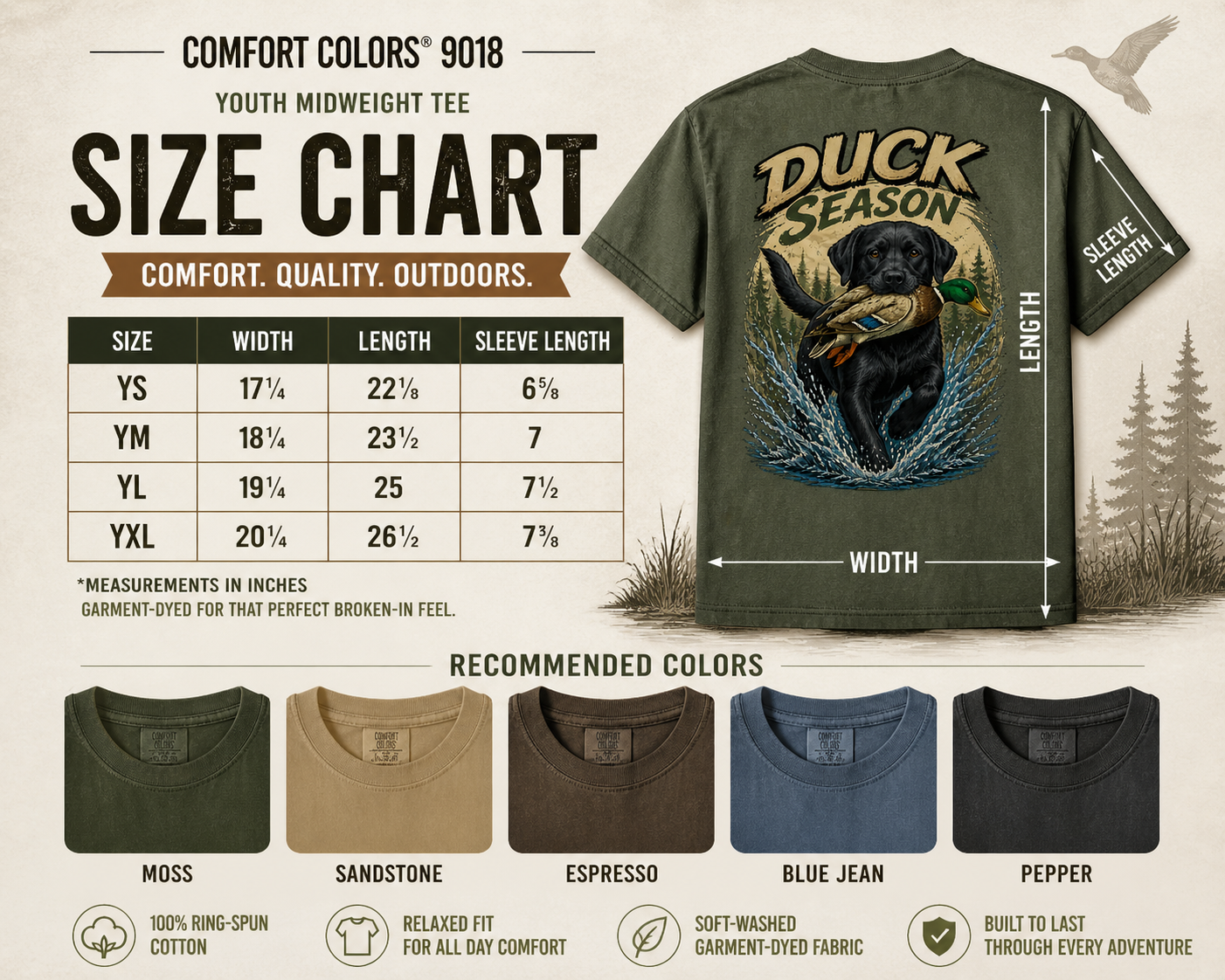 Duck Season Youth T-Shirt | Black Lab Retriever Hunting Tee