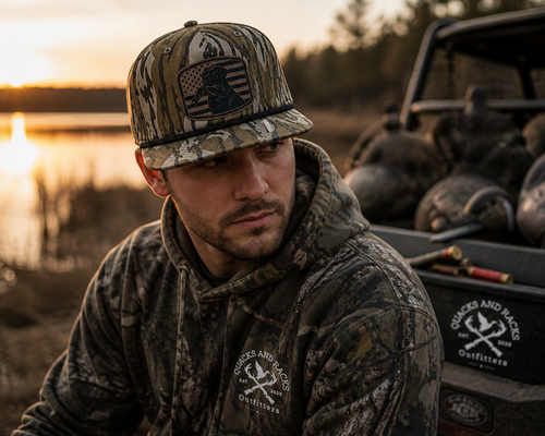 Camo Duck Hunting Snapback Hat – Leather Patch Cap