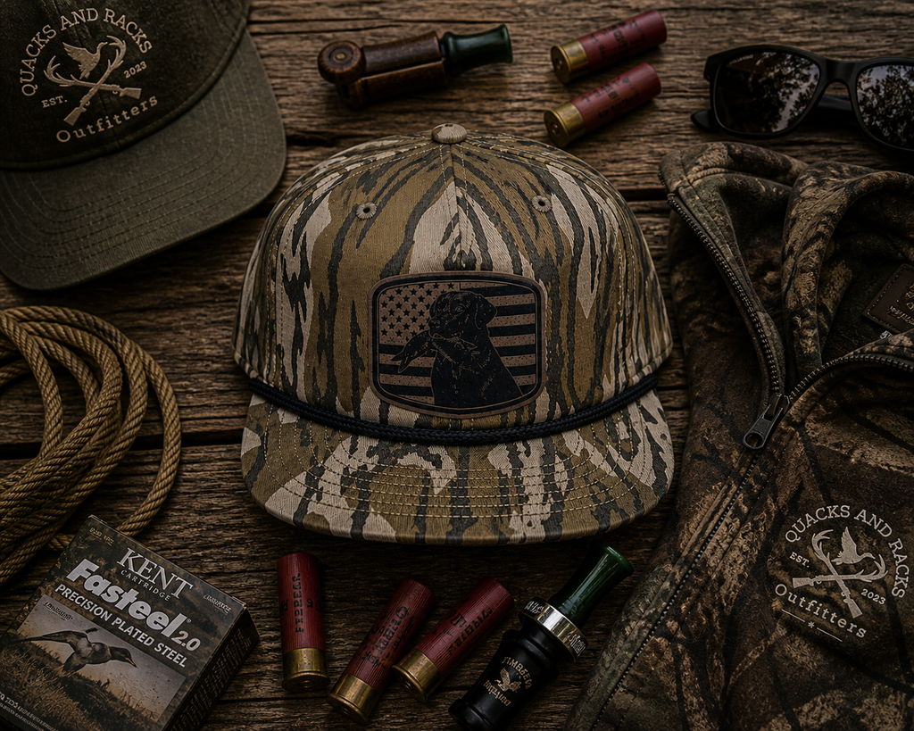 Camo Duck Hunting Snapback Hat – Leather Patch Cap