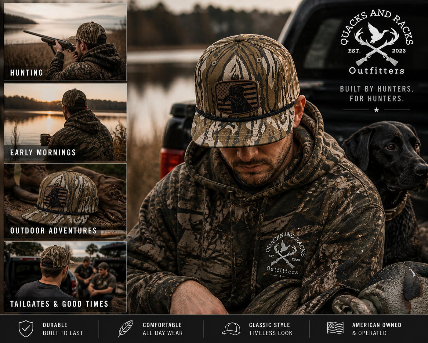 Camo Duck Hunting Snapback Hat – Leather Patch Cap